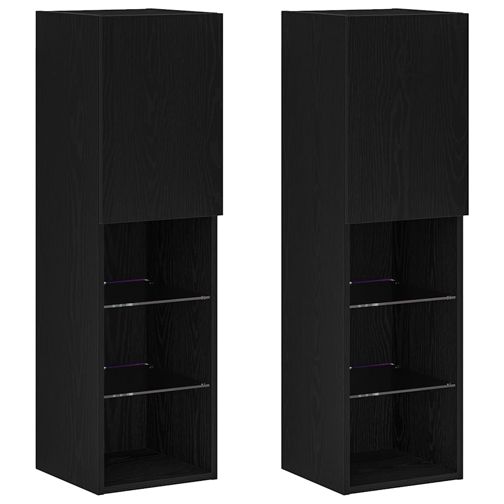 TV Cabinet 2 pcs Black 30.5 x 30 x 102 cm Engineered wood